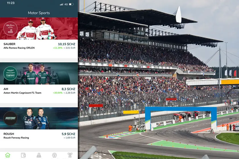 Screenshot of the Formula 1 app from Socios.